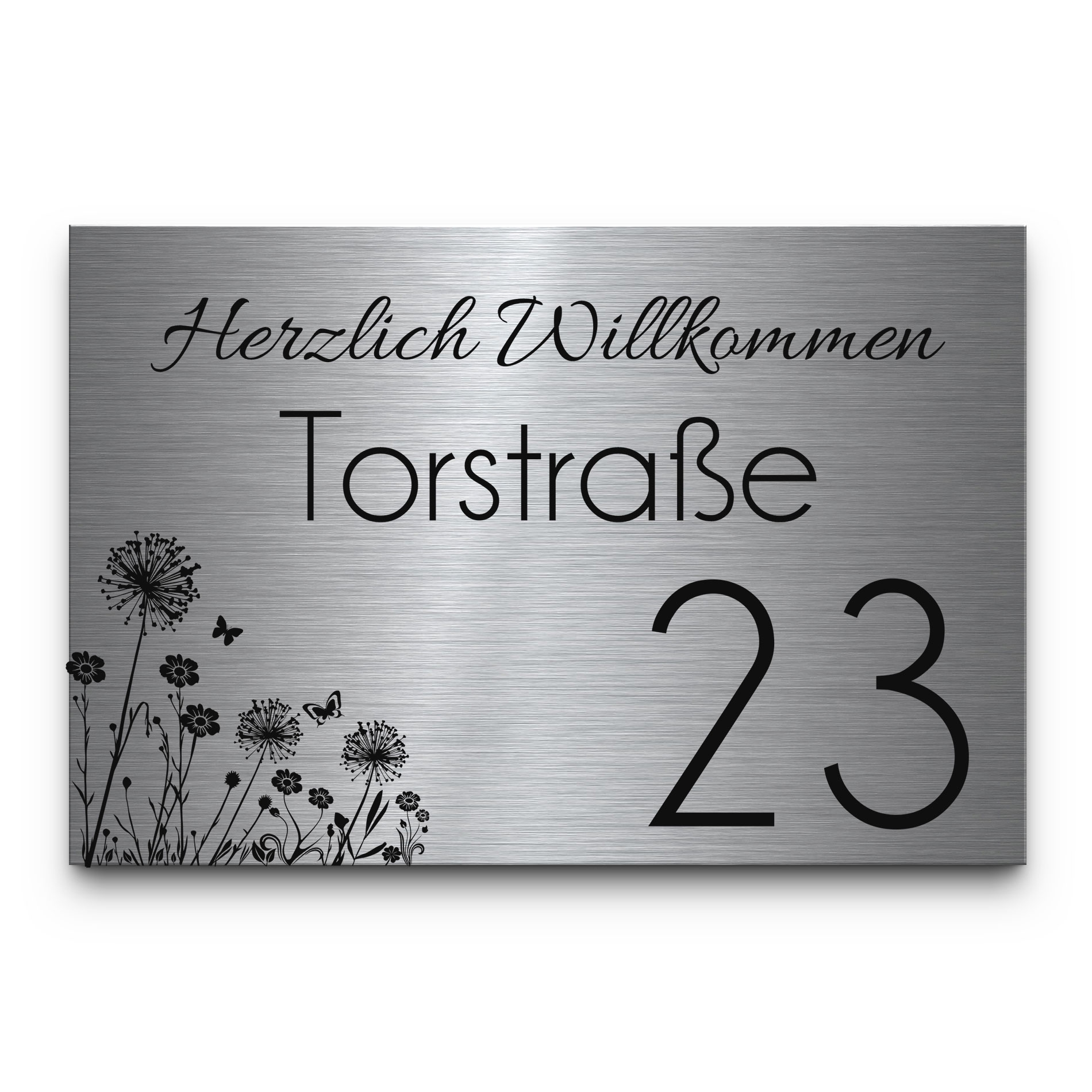 Edelstahl Hausnummer / Klingelschild mit Gravur 18x12 cm – jetzt